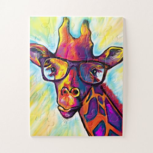 Crazy Giraffe Man Art Puzzle