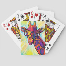 Crazy Giraffe Man Playing Cards