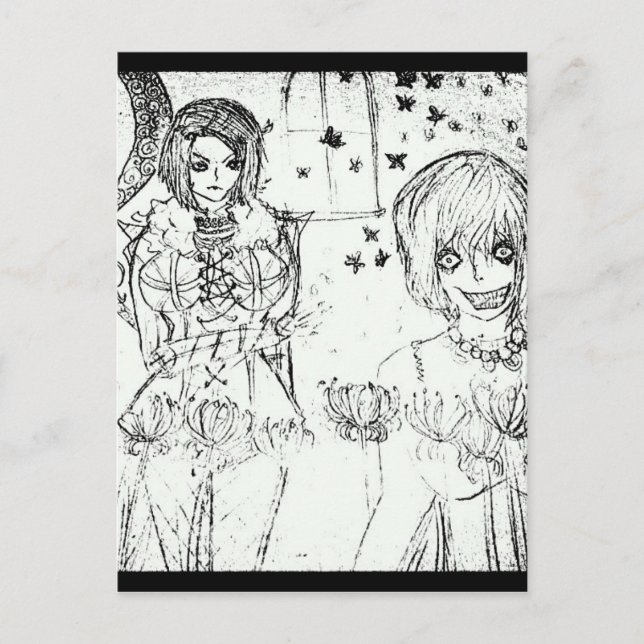 crazy girl and insane lovely girl postcard (Front)