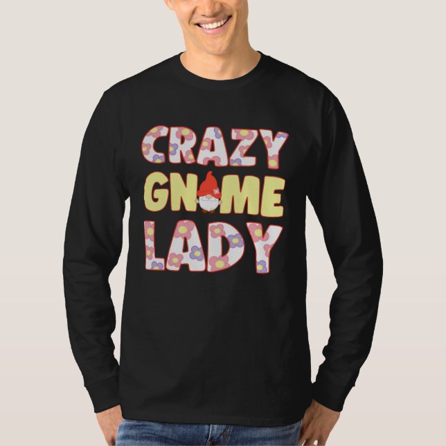 Crazy Gnome Lady With Elf Garden Miniature T-Shirt (Front)