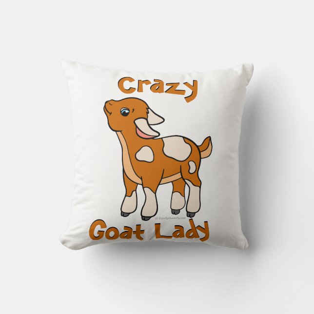 CRAZY GOAT LADY | by TotallyGoatally™ Throw Pillow (Front)
