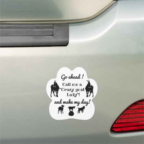 Crazy goat Lady goat silhouettes for goat lovers Car Magnet