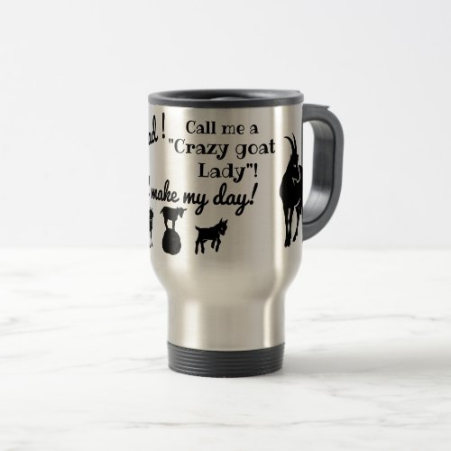 Crazy goat Lady goat silhouettes for goat lovers Travel Mug