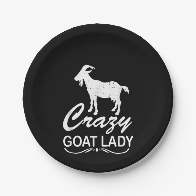 Crazy Goat Lady Shirt Goat, Goat Farmer Gift Paper Plates (Front)