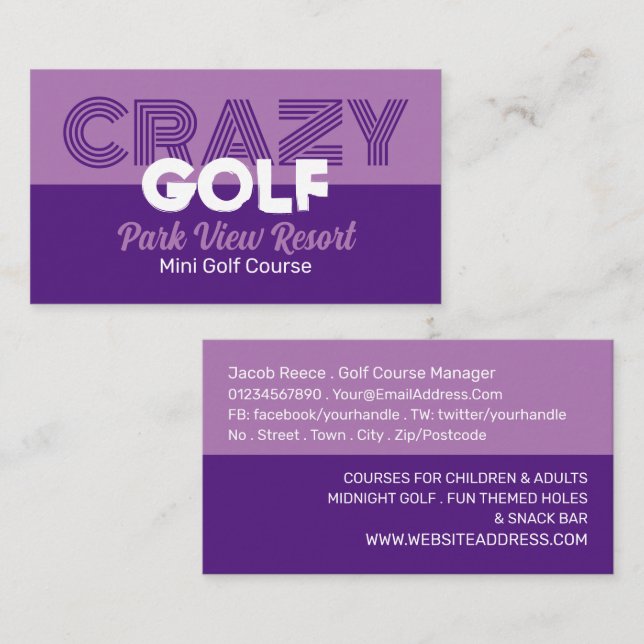 Crazy Golf Slogan, Mini Golf Course Advertising Business Card (Front/Back)