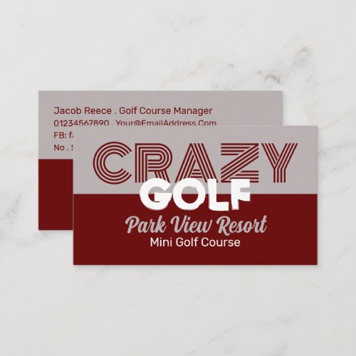 Crazy Golf Slogan Mini Golf Course Advertising Business Card
