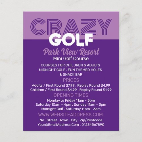 Crazy Golf Slogan Mini Golf Course Advertising Flyer
