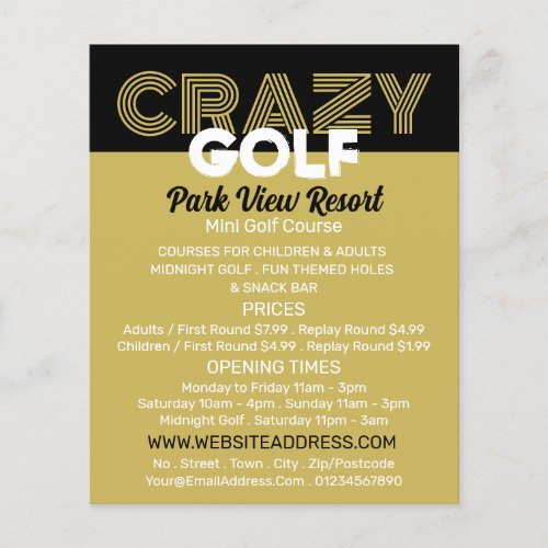 Crazy Golf Slogan Mini Golf Course Advertising Flyer