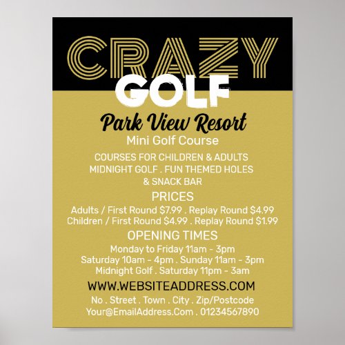 Crazy Golf Slogan Mini Golf Course Advertising Poster