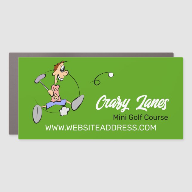 Crazy Golfer, Mini Golf Course Advertising Car Magnet (Front)