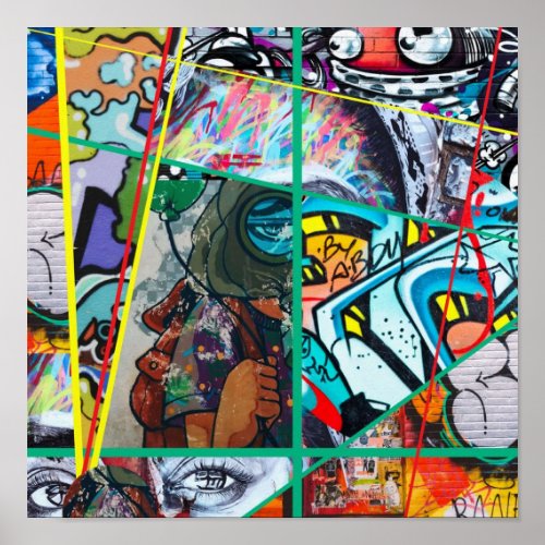 Crazy Graffiti Abstract Colorful Pop Art Street A Poster