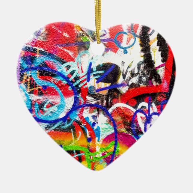 Crazy Graffiti Ceramic Ornament (Front)