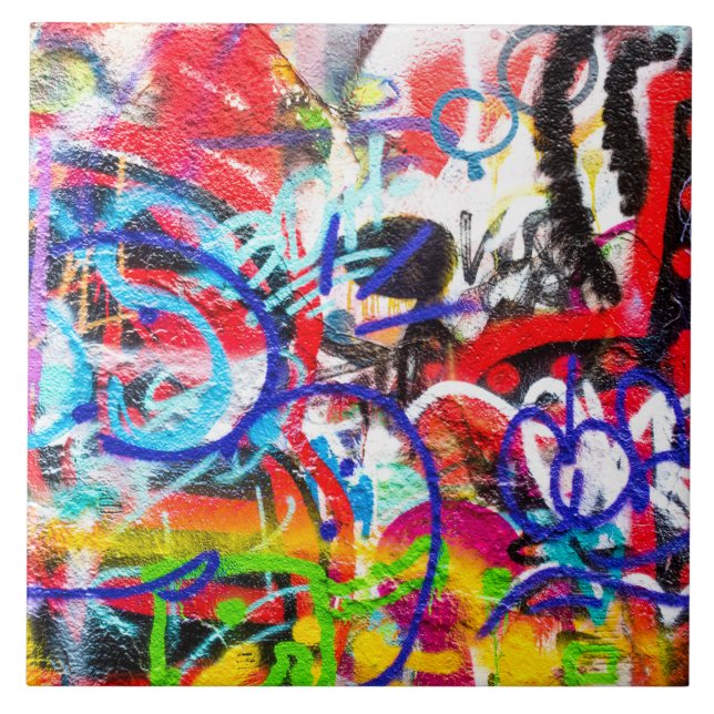Crazy Graffiti Ceramic Tile (Front)