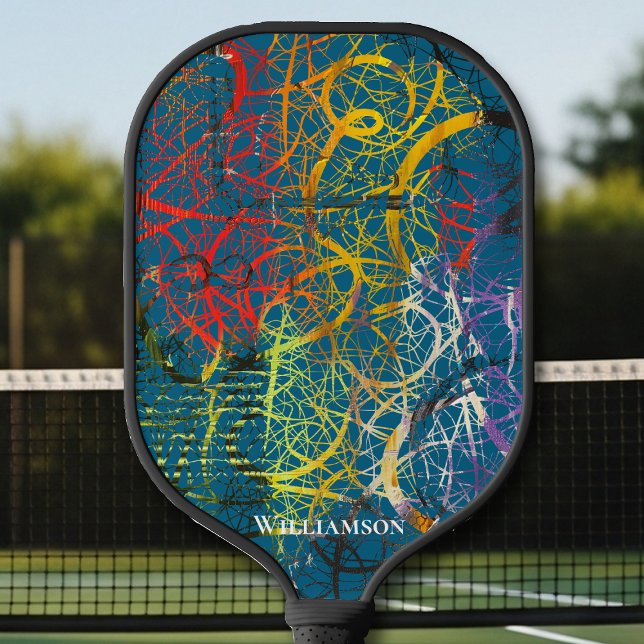 Crazy Graffiti Pollak looking Slate Blue Carbon Fiber Pickleball Paddle (Creator Uploaded)