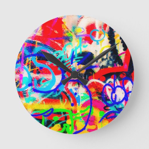 Crazy Graffiti Round Clock