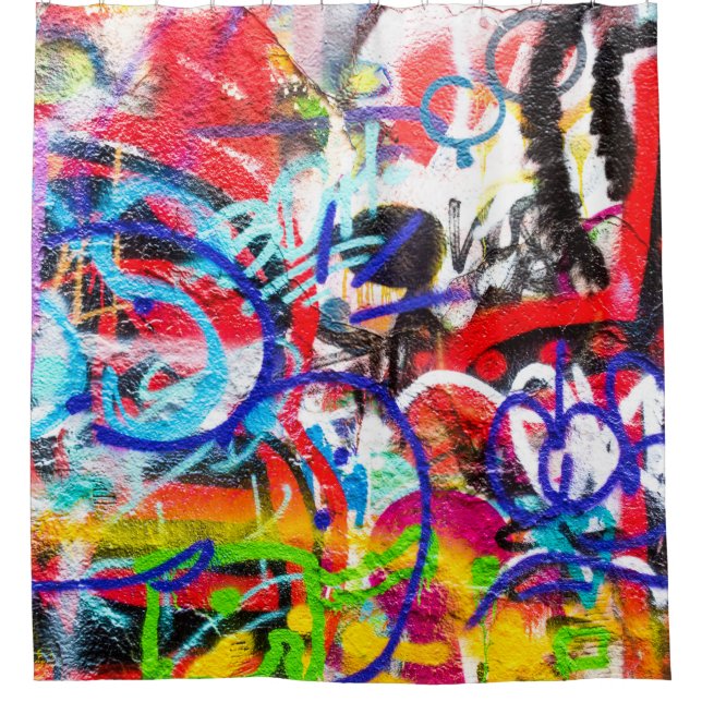 Crazy Graffiti Shower Curtain (Front)