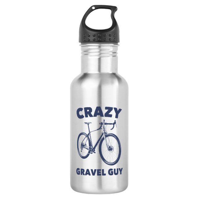 Crazy Gravel Guy Cycling Stainless Steel Water Bottle (Front)