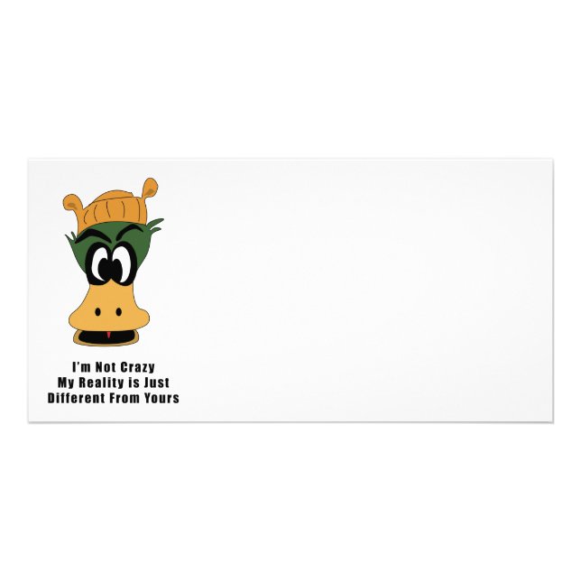 Crazy Green Cartoon Duck Different Reality Card (Front)