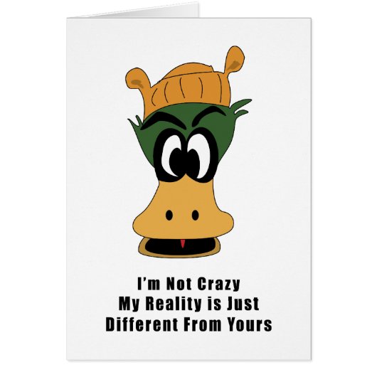 Crazy Green Cartoon Duck Different Reality Cards (Front)
