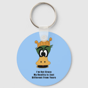 Crazy Green Cartoon Duck Different Reality Keychain