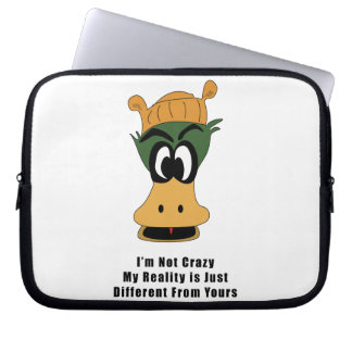 Crazy Green Cartoon Duck Different Reality Laptop Sleeve