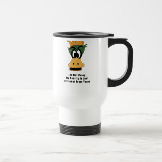 Crazy Green Cartoon Duck Different Reality Travel Mug