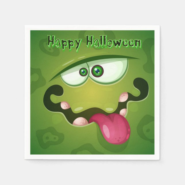 Crazy Green Monster Face Napkins (Front)