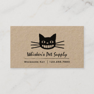 Crazy Grinning Cat   Black Cheshire Cat Business Card