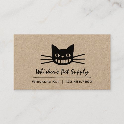Crazy Grinning Cat  Black Cheshire Cat Business Card