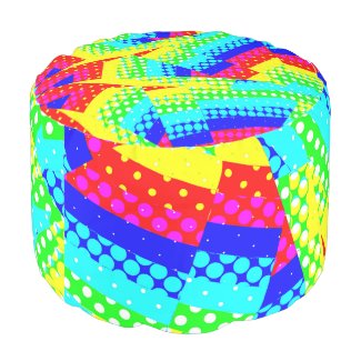 Crazy grunge, disco mix pattern colorful polka dot pouf