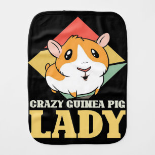 Crazy Guinea Pig Lady Lovers Gifts Baby Burp Cloth