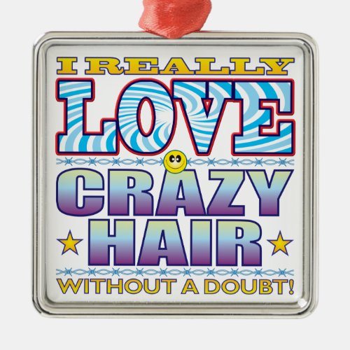 Crazy Hair Love Face Metal Ornament