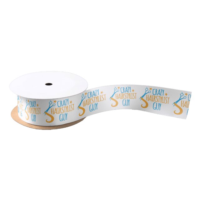 crazy hairstylist guy satin ribbon (Spool)