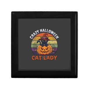 Crazy Halloween Cat Lady Black Pumpkin Witch Hat Gift Box