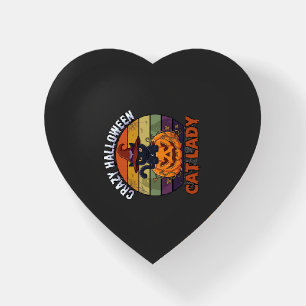 Crazy Halloween Cat Lady Black Pumpkin Witch Hat Paperweight