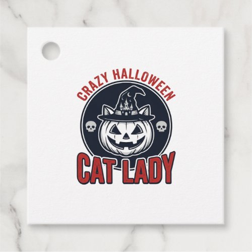 Crazy Halloween Cat Lady Vintage Witch Cat Shirt_1 Favor Tags