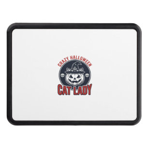 Crazy Halloween Cat Lady Vintage Witch Cat Shirt_1 Hitch Cover