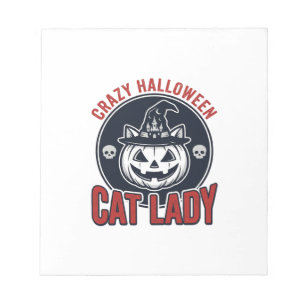 Crazy Halloween Cat Lady Vintage Witch Cat Shirt_1 Notepad