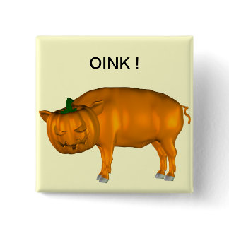 Crazy Halloween Pig Pinback Button