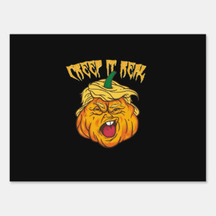 Crazy Halloween Pumpkin Trumpkin Costume Sign
