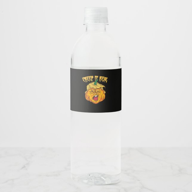 Crazy Halloween Pumpkin Trumpkin Costume Water Bottle Label (Front)