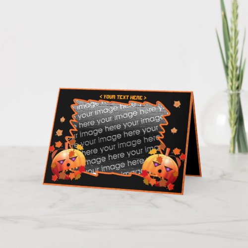 Crazy Halloween Pumpkins photo frame Card