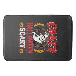 Crazy Halloween Scary Ghost and Pumpkin Design Bath Mat