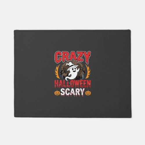 Crazy Halloween Scary Ghost and Pumpkin Design Doormat