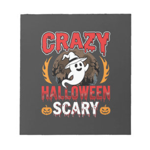 Crazy Halloween Scary Ghost and Pumpkin Design Notepad