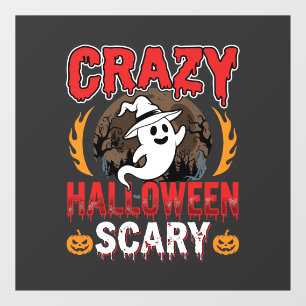 Crazy Halloween Scary Ghost and Pumpkin Design Window Cling