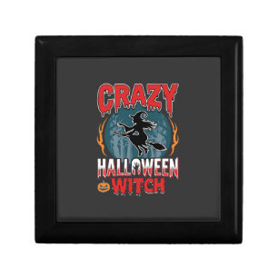 Crazy Halloween Witch Flying Broom Horror Design Gift Box