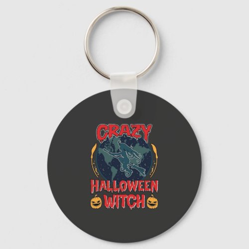 Crazy Halloween Witch Pumpkin Flying Moon Spooky N Keychain