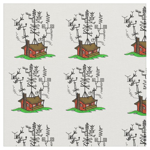 Crazy Ham Radio House Fabric