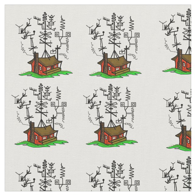 Crazy Ham Radio House Fabric (Close Up)
